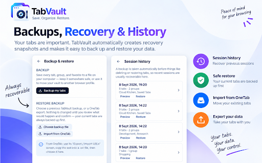 TabVault :: Save, organize, and restore your browser tabs.