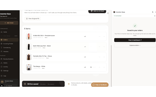 Invoe — Send PO :: Capture a purchase order from any wholesale portal and send it straight to your Invoe review queue.