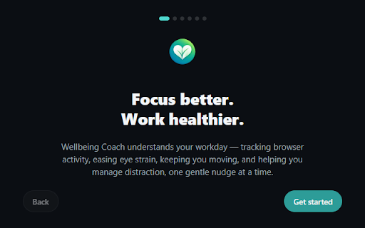 Wellbeing Coach: Break, Eye & Water Reminders :: Gentle break reminders: rest your eyes, stand up, stretch and drink water — timed to your real activity, not a blind clock.