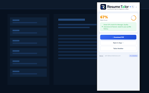 Resume Tailor :: Instantly tailor your resume to any job posting on LinkedIn, Indeed, and Glassdoor.