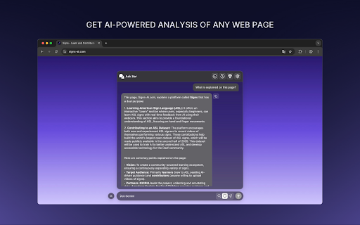Ask Bar: AI Answers on Every Page :: AI chat with page context, sourced web research, image capture, PDF reading, and multi-model support.