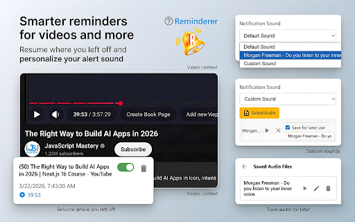 Reminderer :: Smart web page reminders with flexible scheduling. Never forget important pages again!