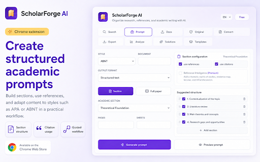 ScholarForge AI :: Trusted research assistant with real sources, local auditing, citations, and structured prompts for AI-assisted writing.