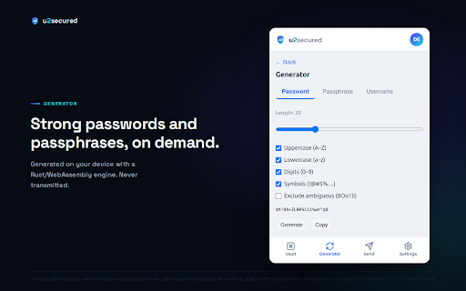U2 Secured Password Vault :: Zero-knowledge password vault browser extension