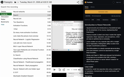 PanNote — AI Lecture Notes :: Detects Panopto lectures and generates structured AI notes in a side panel.