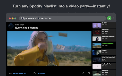 Your Spotify Playlists in Music Videos :: One-Click to convert your favorite Spotify playlist into a music video playlist