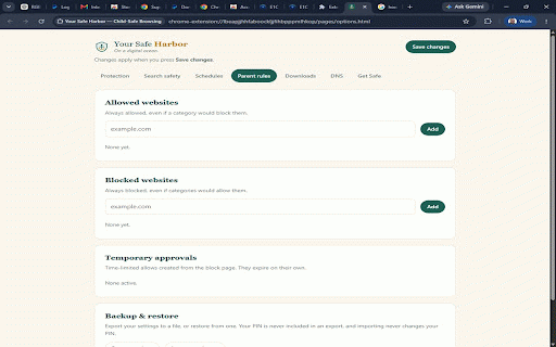 Your Safe Harbor — Child-Safe Browsing :: Free, local-first parental controls for Chrome: category blocking, parent rules, schedules, SafeSearch, and a safety guide.