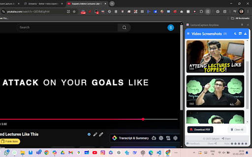 LectureCapture Tube :: Capture, save, and manage YouTube video screenshots with timestamps.