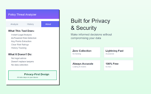 Policy Threat Analyzer :: AI-powered analysis of legal documents to identify hidden risks, unfair terms, and threats to your privacy.
