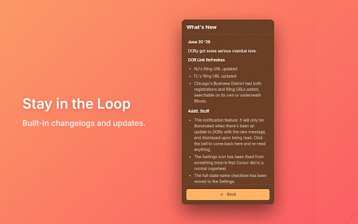 DORy :: The super slick chrome extension to jump to U.S. State DOR pages.