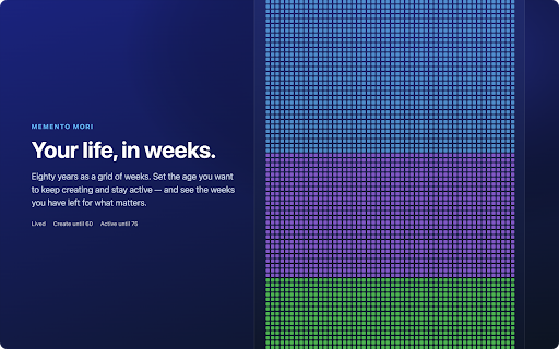 Year Progress :: Quarter, half-year and year progress with goals, a color day checklist, notes and a life-in-weeks view — plus a live toolbar badge.