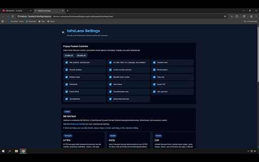InfraLens - Security & Infra Page Inspector :: Inspect HTTPS usage, security headers, cookies, mixed content, redirects, and risk score for the current webpage.