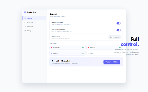 Reseller Sync - Auto Delist & Inventory Sync :: Automatically delist sold items across Poshmark, Depop, Mercari, eBay, Etsy. Prevent double-selling and account bans.