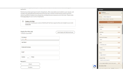 Job Skout :: Automatically reads job application forms and suggests answers from your Job Skout profile. You accept every value yourself.