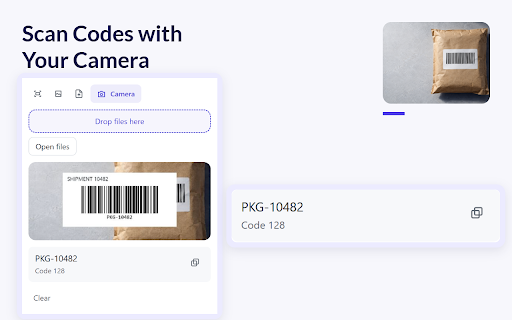 Barcode Reader :: Copy the number, not the picture: this barcode reader and barcode scanner can scan barcode images on a page, in a file or by camera.
