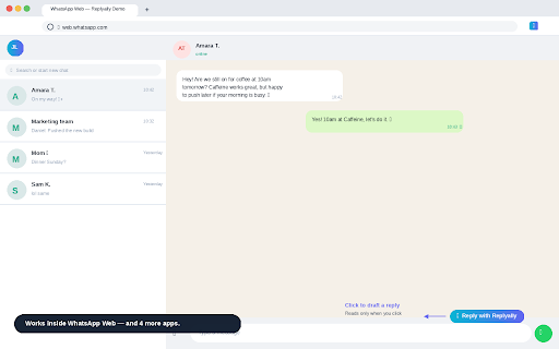 Replyally — AI Reply Assistant :: Draft smart, context-aware replies in your voice — directly inside Gmail, LinkedIn, X, WhatsApp Web, and Slack.