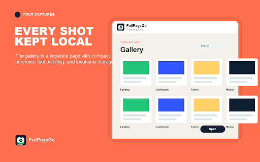 FullPageGo - Full Page Capture :: Capture, stitch, preview, and export a complete page screenshot from the current tab.