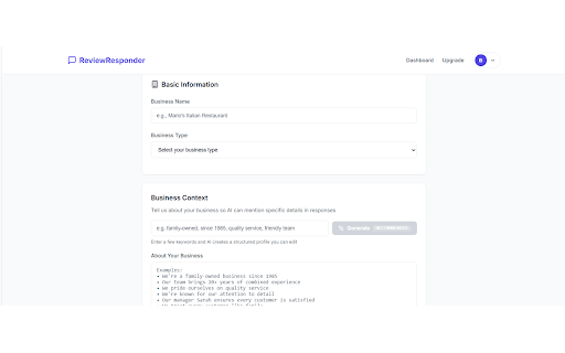 Google Review Response Generator - AI :: AI review response generator. Create personalized, professional replies to customer reviews in seconds. Add your business context.
