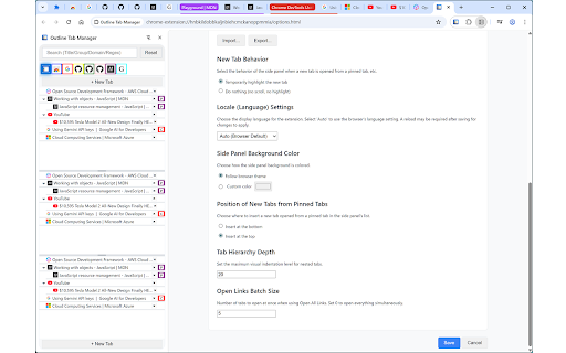 Outline Tab Manager :: A tab management side panel that records the parent-child relationship of tabs and displays them in an outline tree.