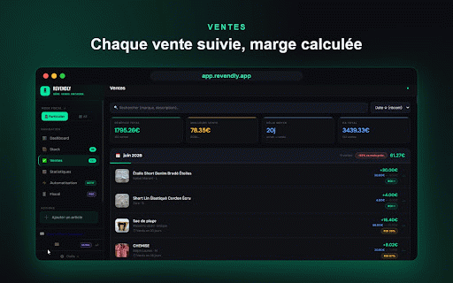 Revendly – Assistant Vinted : republier, relancer, booster tes ventes :: Republie tes annonces, relance les favoris et suis ta marge nette. L'assistant Vinted tout-en-un qui booste tes ventes 📈