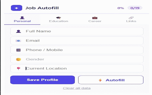 Job Autofill — Auto Fill LinkedIn & Naukri Forms :: Auto-fill job applications on LinkedIn, Naukri, Internshala, Indeed & Unstop. Save profile once, fill any form in one click.