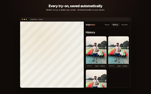 SnapPeach :: See yourself wearing clothes you find while shopping online.