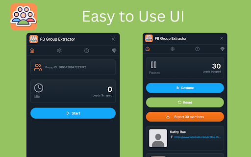 FB Group Extractor :: Export Facebook Group members to CSV, Excel, or JSON. Easy data scraper for lead generation, marketing, and research.