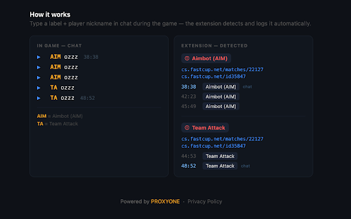 FASTCUP Control :: Toolkit for fastcup.net: remap ranks, auto-detect chat violations, view enemy team chat, track ban-worthy players.