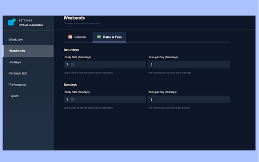 Invoice Generator :: Professional hourly invoice generator with multi-currency support and PDF export. Ideal for international freelancers.