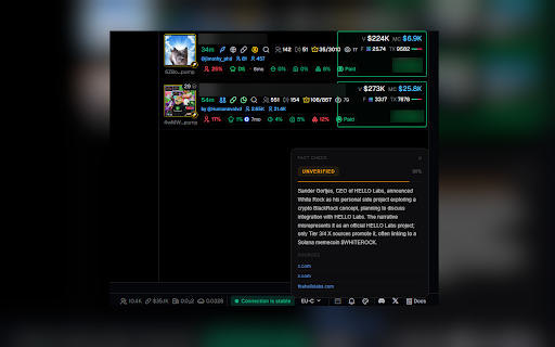 FastCheck :: Real-time fact-checker for memecoin narratives