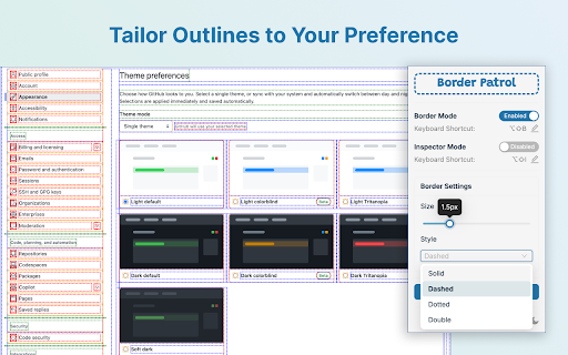 Border Patrol – CSS Debugger & Element Outliner :: CSS box model debugger & element outliner for fast UI inspection, layout visualization, and faster frontend development.