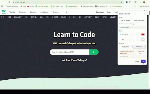 Color As You Want :: Recolor any element on any website. Change background and text colors, scope per page or sitewide, with page exceptions.