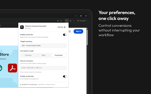 EUC: Automatic Currency & Unit Converter :: Automatically convert prices, currencies, and measurement units while browsing the web.