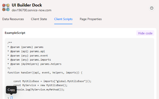 UI Builder Dock for ServiceNow :: A lightweight utility that enhances ServiceNow UI Builder development by making key parts easier to explore and understand.
