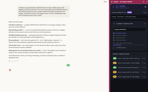 Aretify - AI Output Verifier :: Verify AI content in real-time. Detect hallucinations and evaluate ethics across ChatGPT, Claude, Gemini, and more.