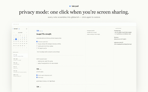 Tab Pad - New Tab Notepad :: Your daily notepad, one page per day, in every new tab. Everything stays on your device.