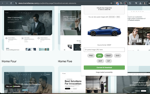 Image Format Converter :: Convert images to PNG, JPG, WebP, SVG, AVIF, or GIF with a right-click. Select images via thumbnails in the popup.