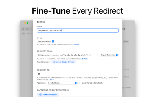 Redirect Web (Mac exclusive) :: Automatically redirect pages or open them in another app. Works on Mac.