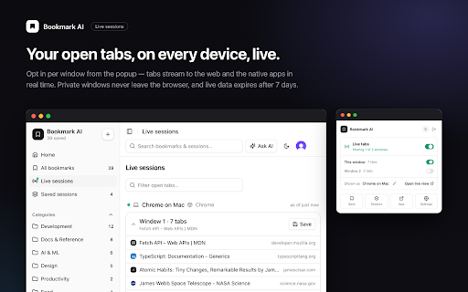 Bookmark AI :: Save the current tab to Bookmark AI for automatic categorization and tagging.