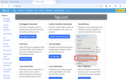 Bookmarks Button :: Opens Bookmarks tab in single click from toolbar and context menu. Options available to change icon, use custom icon, etc