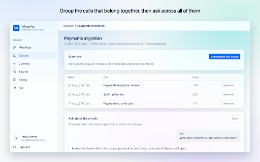 Whispifys — AI transcripts for Microsoft Teams :: Turns Microsoft Teams calls into searchable transcripts by reading the call's own live captions. No bot joins your meeting.