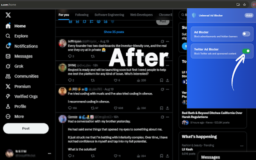 Universal Ad Blocker :: Blocks ads globally across all websites and social media platforms.