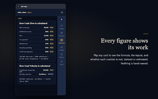 Faya: AI Financial Analyst for Any Page :: Free AI financial analyst in your sidebar: car listings, job offers, leases, medical bills, contracts, big buys.