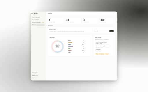 Job Atlas :: Capture jobs in one click, review posting red flags, and track applications in a local kanban pipeline. No account required.