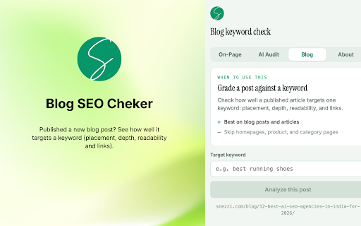 AI Visibility & SEO Audit by Snezzi :: Instant Technical, SEO & AEO (AI search) audit for any page you're on.