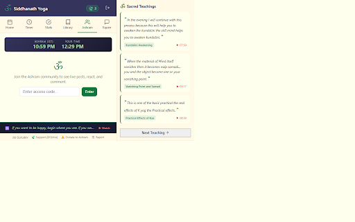 Siddhanath Kriya Yoga :: Practice timer, daily tracker, calendar, technique library for Kriya Yoga practitioners. Syncs with siddhanath.org events.