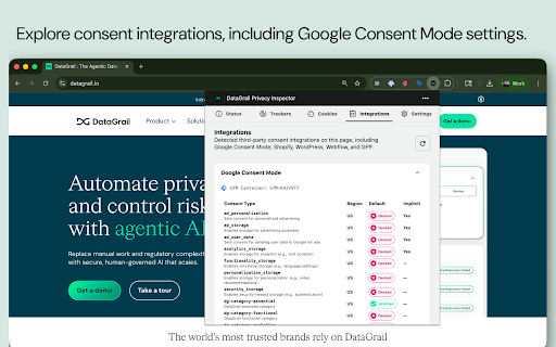 DataGrail Privacy Inspector :: Audit your site for compliance with privacy frameworks like CPRA or GDPR.