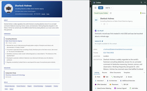 Crelate AI Talent Assistant :: AI-powered sourcing, straight from your browser.