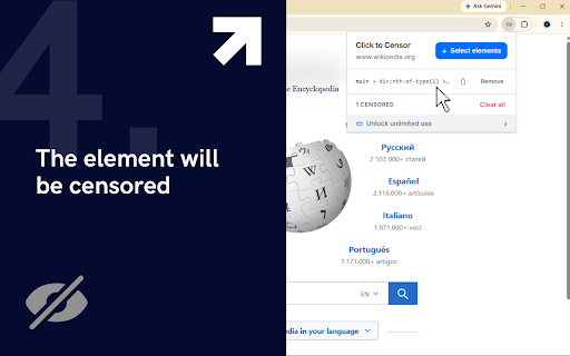 Click to Censor Elements :: Blur, black out, or hide any element on any page. Censors persist across reloads and are saved per site.