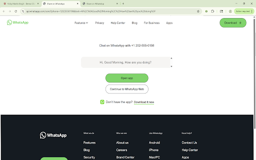 Click to WhatsApp :: Detect numbers and send WhatsApp instantly with templates